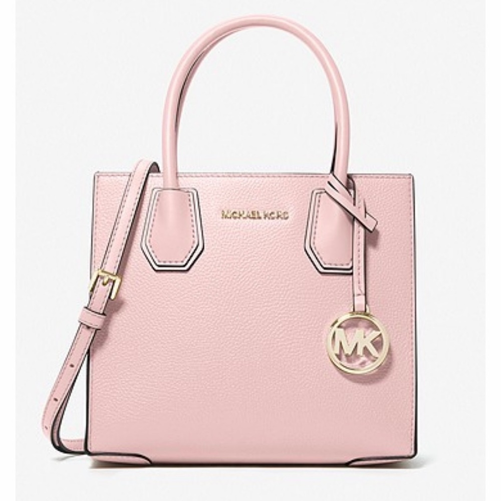 New Michael Kors Blush Pink Mercer Medium Leather Crossbody Handbag Bag